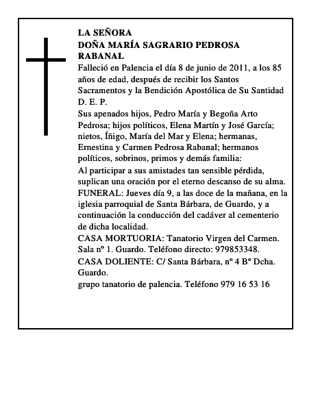 Doña María Sagrario Pedrosa Rabanal