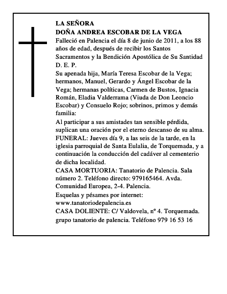 Doña Andrea Escobar de la Vega