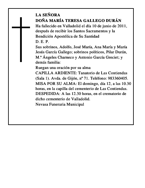 Doña María Teresa Gallego Durán