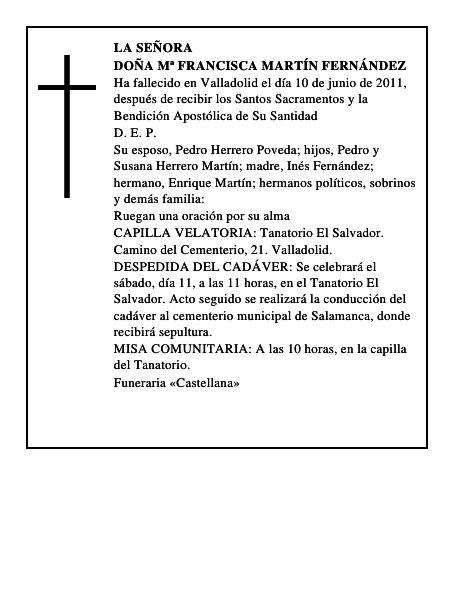 Doña Mª Francisca Martín Fernández