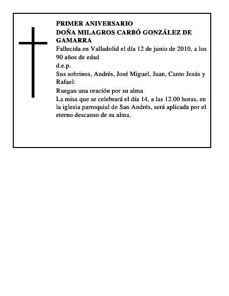 Doña Milagros Carbó González de Gamarra