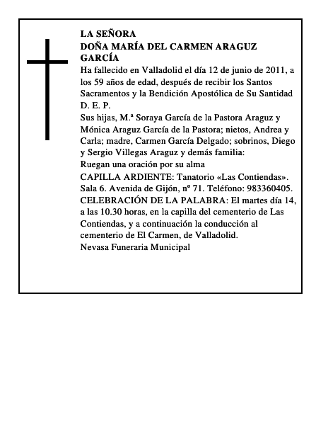 Doña María del Carmen Araguz García