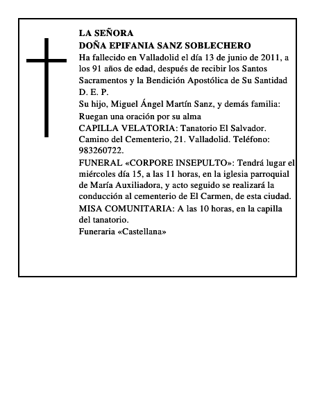 Doña Epifania Sanz Soblechero
