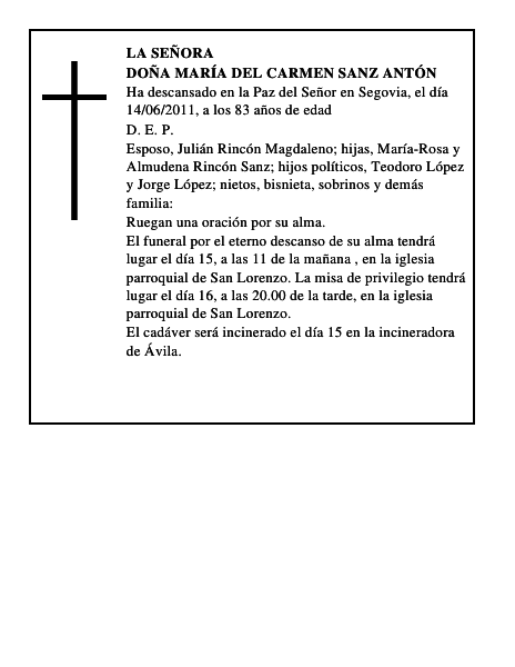 Doña María del Carmen Sanz Antón