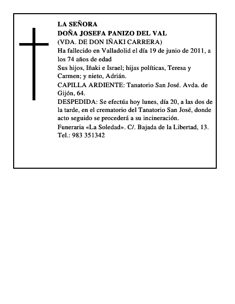 Doña Josefa Panizo del Val