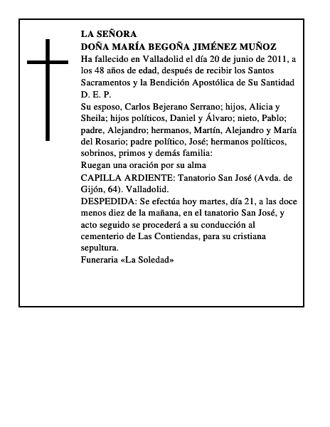 Doña María Begoña Jiménez Muñoz