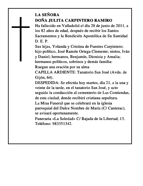 Doña Julita Carpintero Ramiro