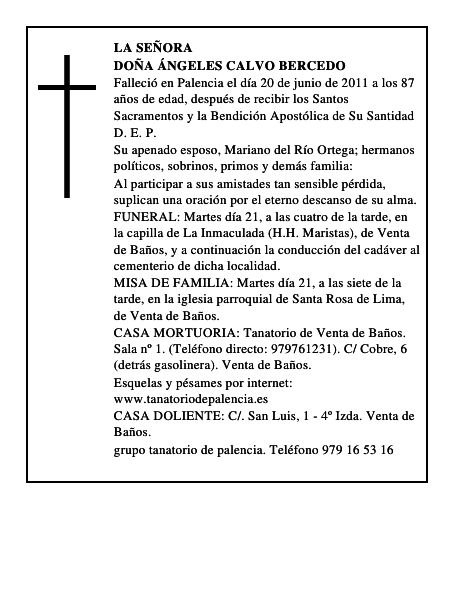 Doña Ángeles Calvo Bercedo