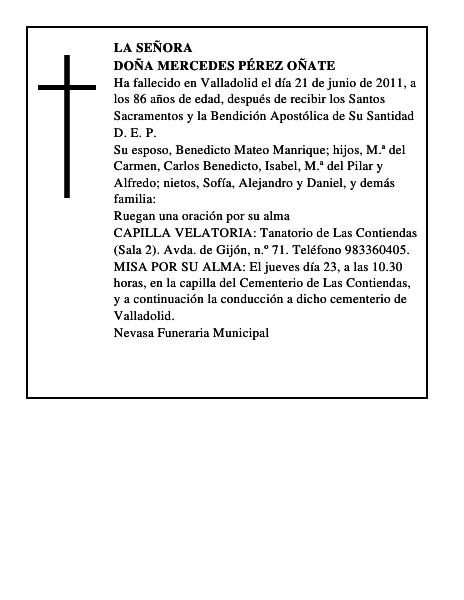 Doña Mercedes Pérez Oñate