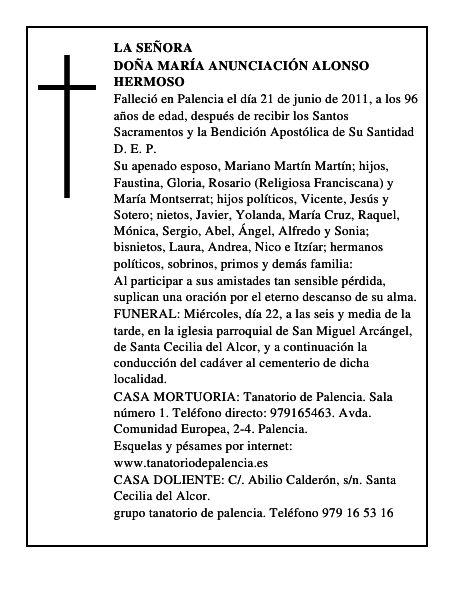Doña María Anunciación Alonso Hermoso