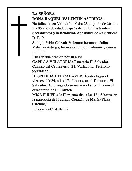Doña Raquel Valentín Astruga
