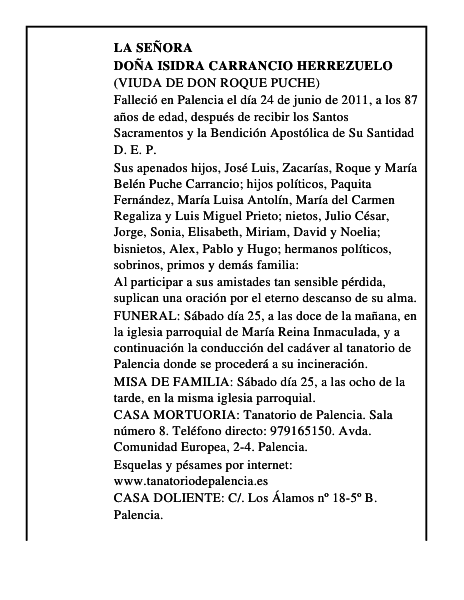Doña Isidra Carrancio Herrezuelo