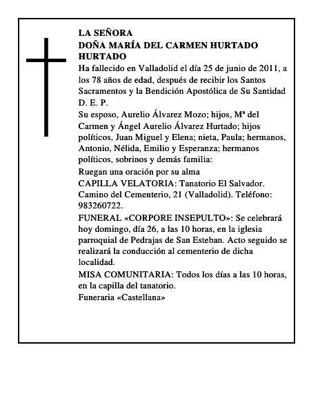 Doña María del Carmen Hurtado Hurtado