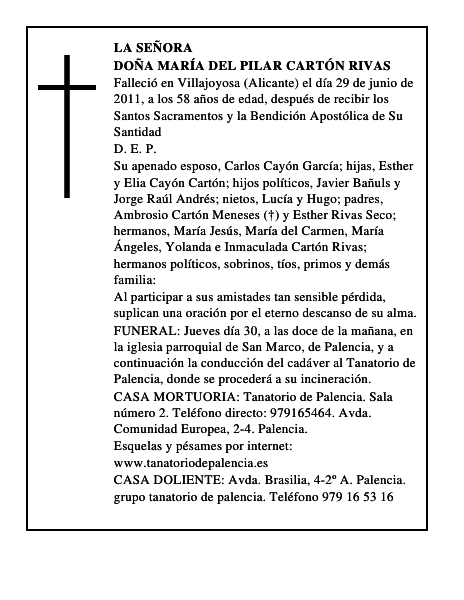 Doña María del Pilar Cartón Rivas