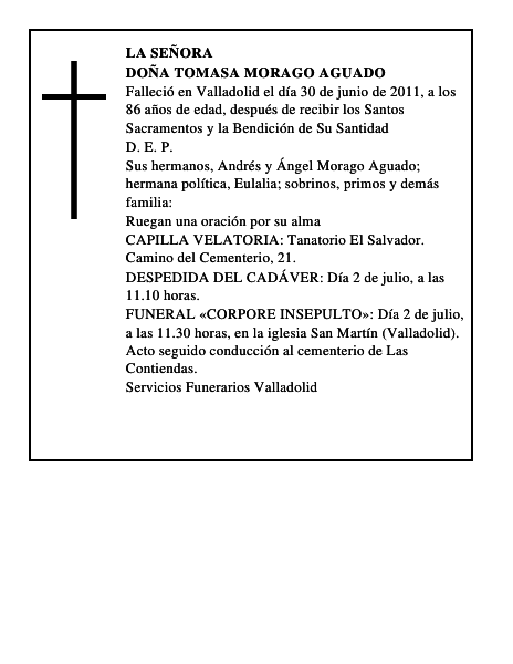 Doña Tomasa Morago Aguado