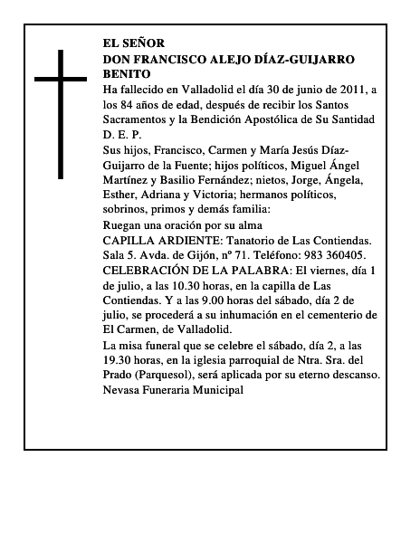 Don Francisco Alejo Díaz-Guijarro Benito