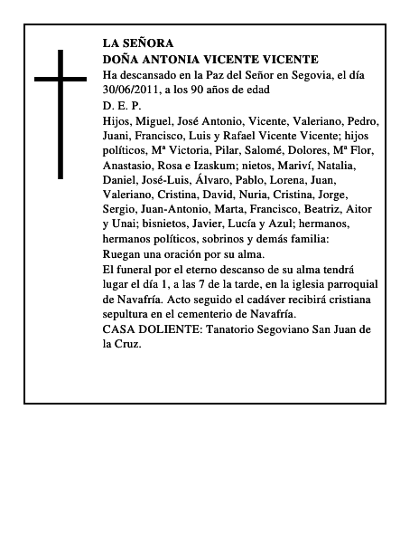 Doña Antonia Vicente Vicente