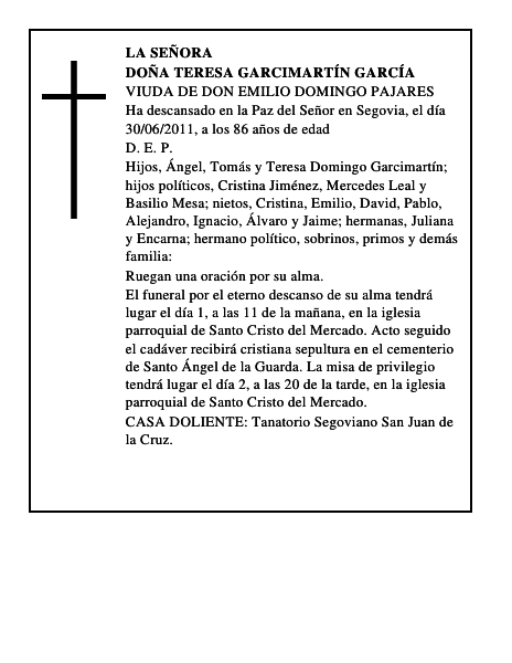 Doña Teresa Garcimartín García