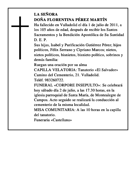 Doña Florentina Pérez Martín