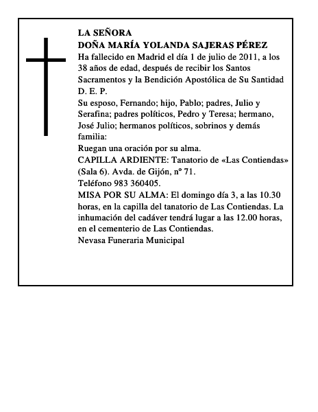 Doña María Yolanda Sajeras Pérez