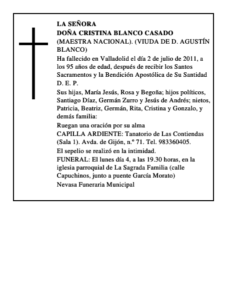 Doña Cristina Blanco Casado