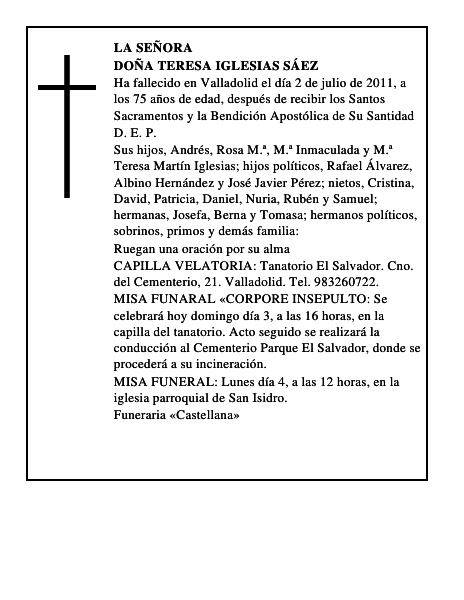 Doña Teresa Iglesias Sáez