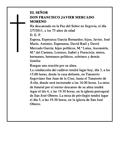 Don Francisco Javier Mercado Moreno