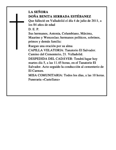 Doña Benita Serrada Estébanez