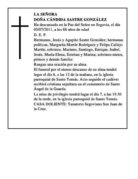 Doña Cándida Sastre González