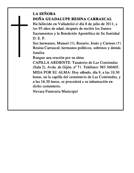 Doña Guadalupe Resina Carrascal