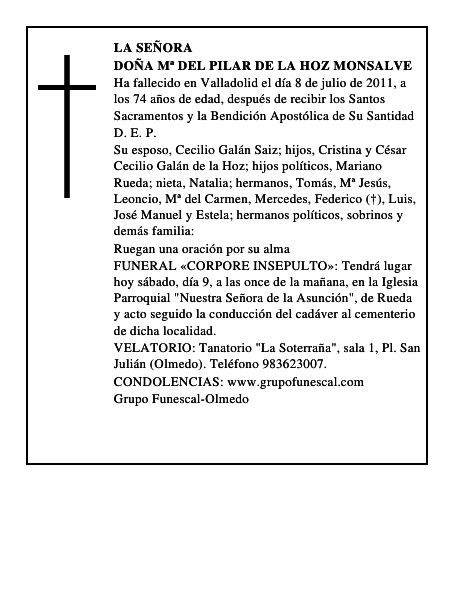 Doña Mª del Pilar de la Hoz Monsalve
