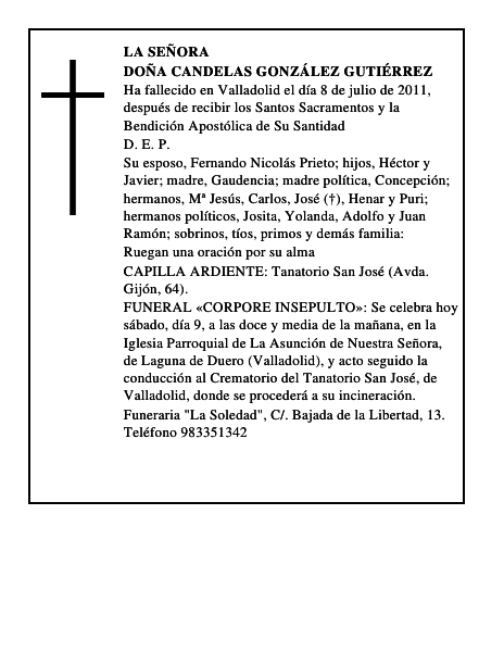 Doña Candelas González Gutiérrez