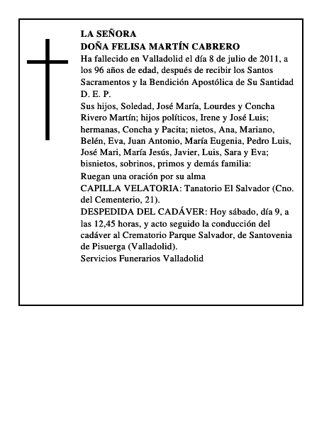 Doña Felisa Martín Cabrero