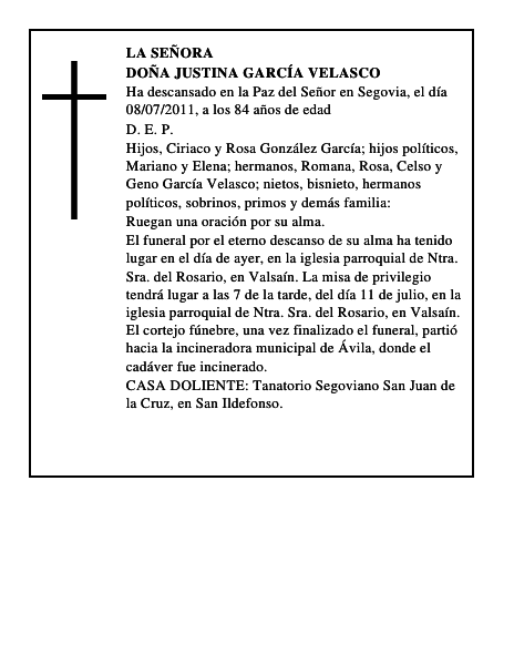 Doña Justina García Velasco