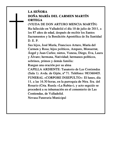 Doña María del Carmen Martín Ortega