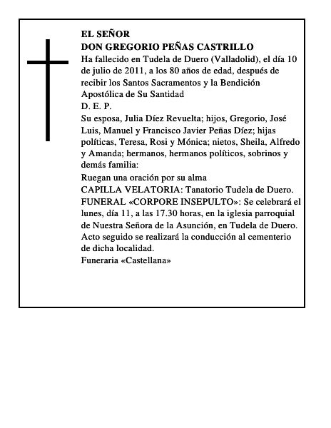 Don Gregorio Peñas Castrillo