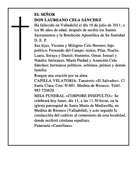 Don Laureano Cela Sánchez