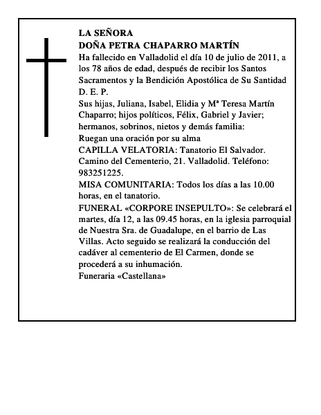 Doña Petra Chaparro Martín