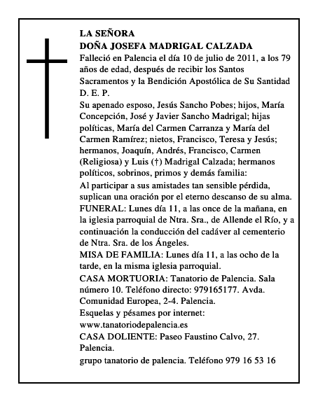 Doña Josefa Madrigal Calzada