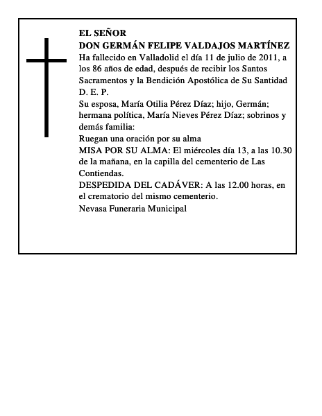 Don Germán Felipe Valdajos Martínez