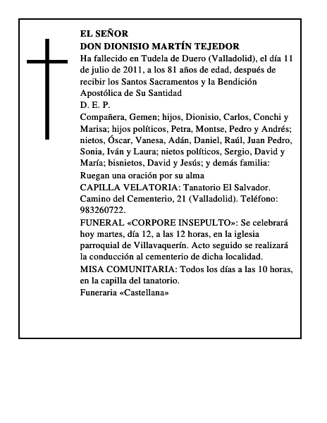Don Dionisio Martín Tejedor