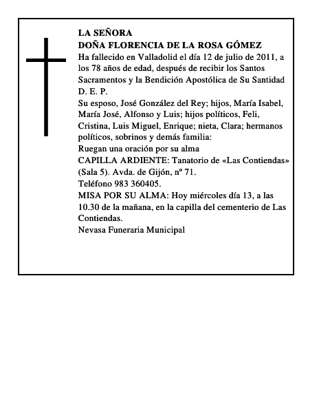 Doña Florencia de la Rosa Gómez