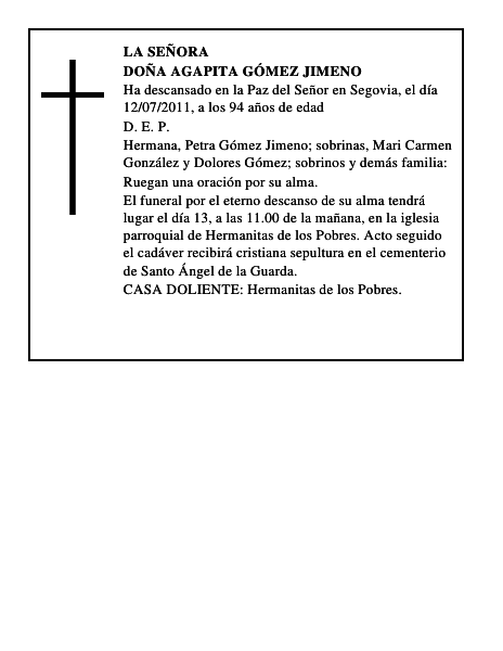 Doña Agapita Gómez Jimeno