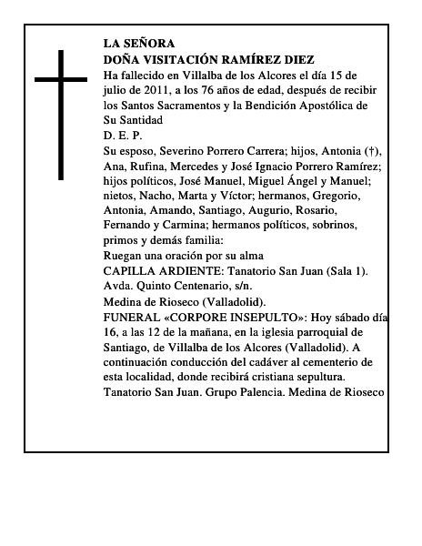 Doña Visitación Ramírez Diez