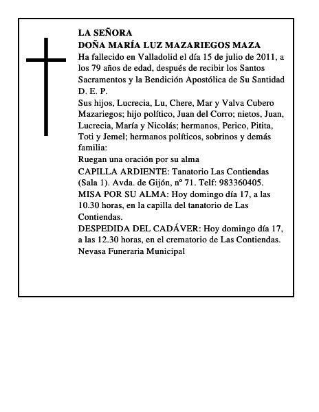 Doña María Luz Mazariegos Maza