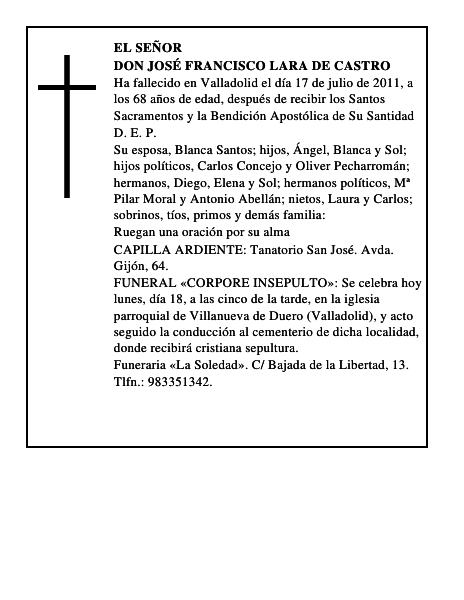 Don José Francisco Lara de Castro