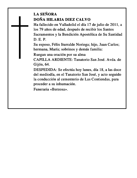 Doña Hilaria Diez Calvo