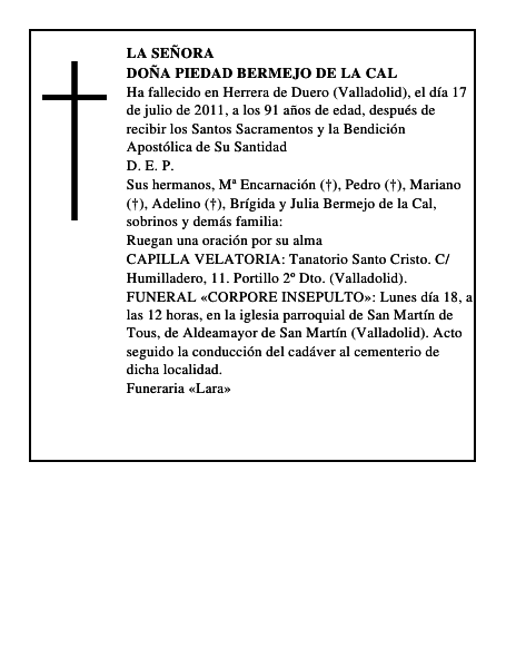Doña Piedad Bermejo de la Cal