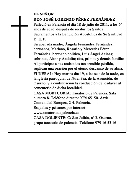 Don José Lorenzo Pérez Fernández