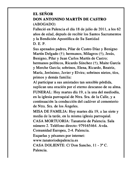 Don Antonino Martín de Castro